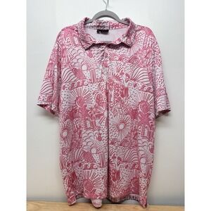 Yatta Golf Polo Shirt Mens XXL Pink White Print Tropical Stretch Aloha #62